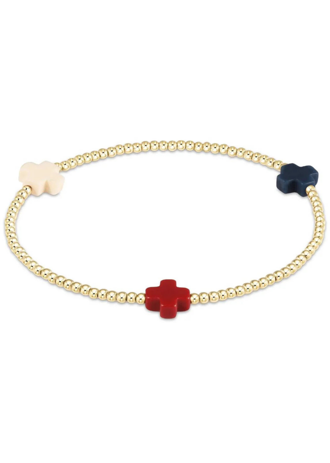 enewton Designs Signature Cross Gold Pattern 2mm Bead Bracelet - Firecracker