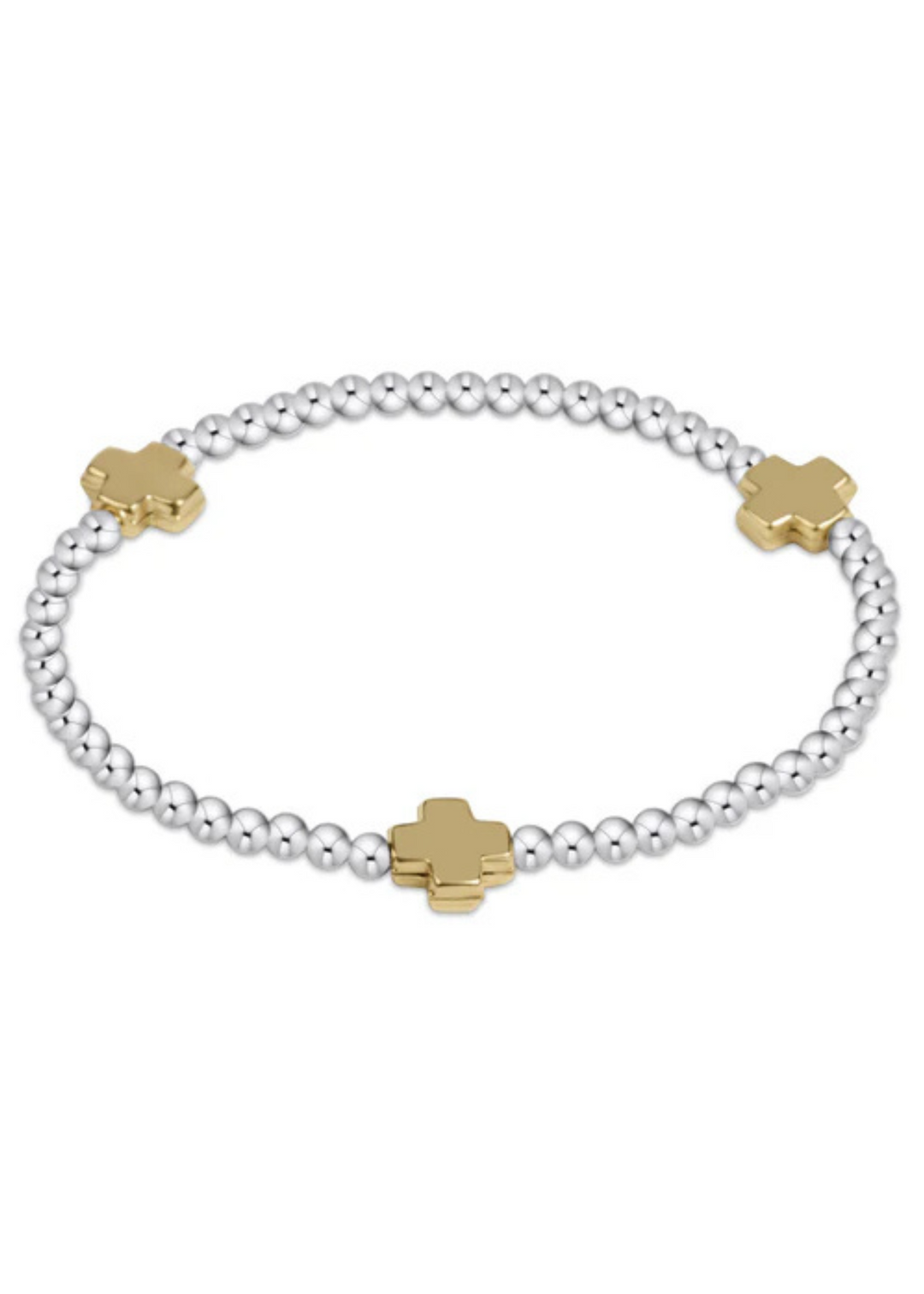 enewton Design Signature Cross Sterling Mixed Metal Pattern 3mm Bead Bracelet - Gold