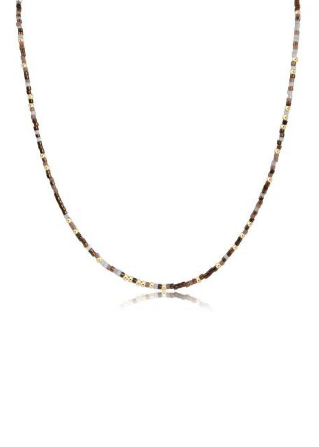 15-inch enewton design Hope Unwritten Choker Necklace in Where My Beaches At, featuring a blend of brown and white beads and gold accents