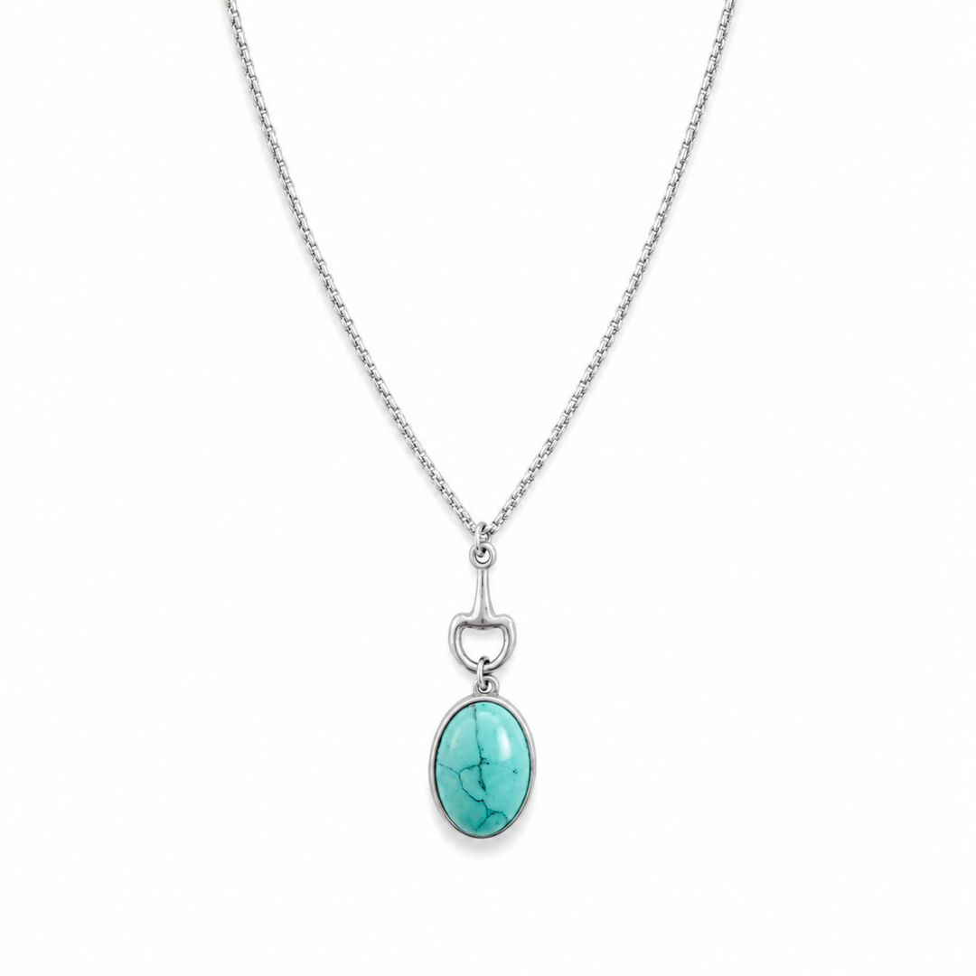 Equestrian Bit Natural Stone Necklace - Turquoise Blue