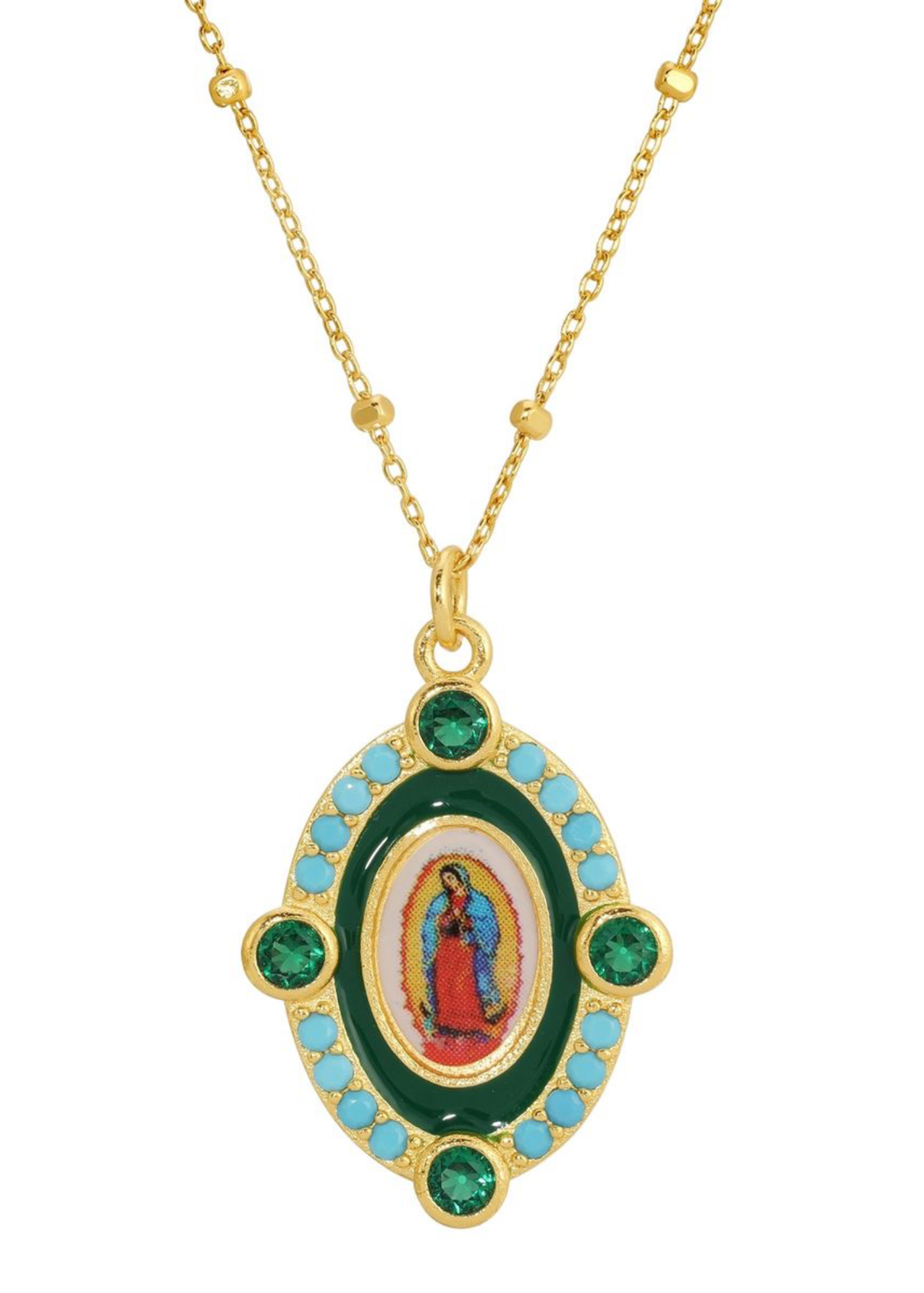 Joy Dravecky Our Emerald Lady of Guadalupe Necklace