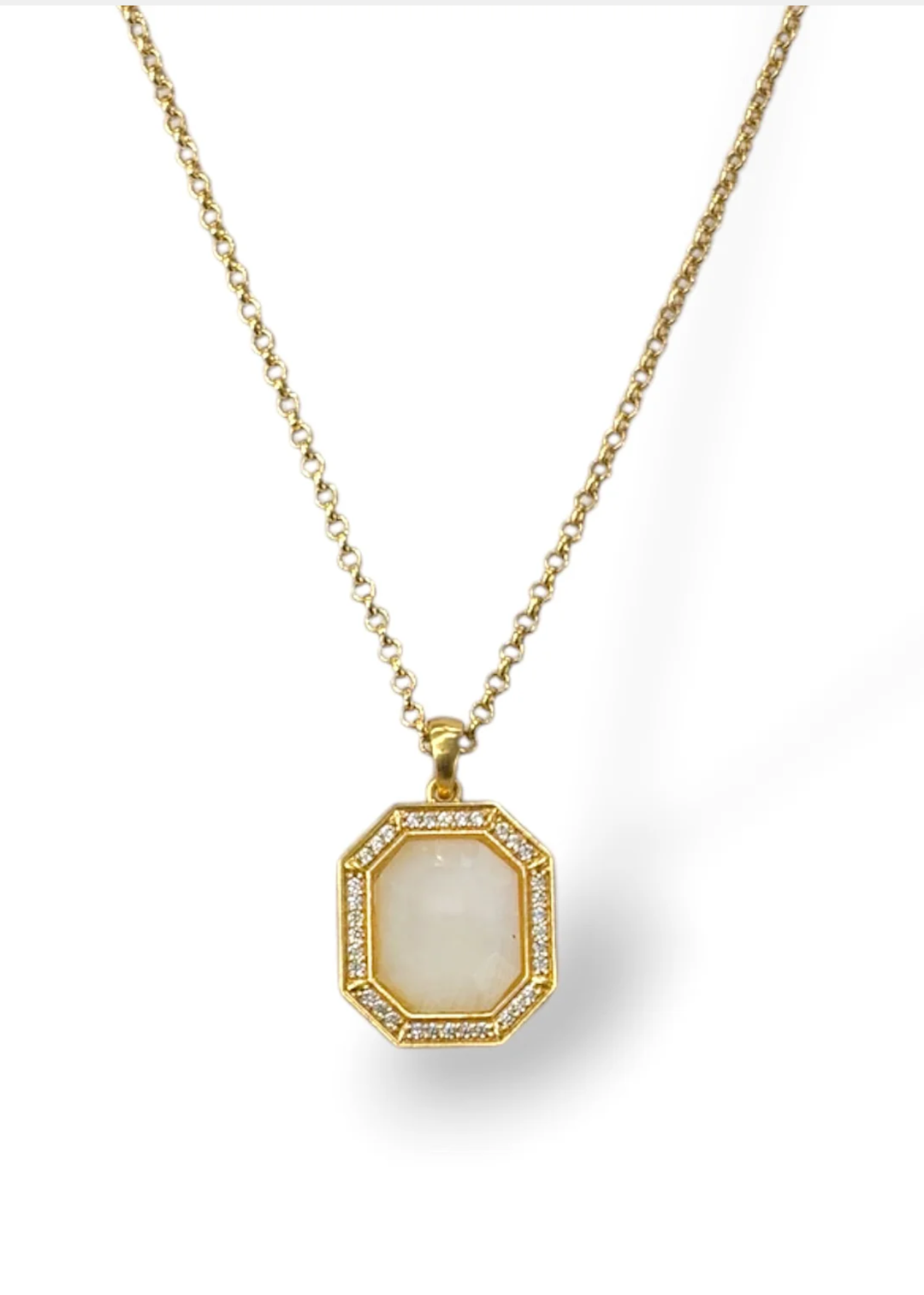 Tat2 Designs Gold Rainbow Moonstone Aster Necklace