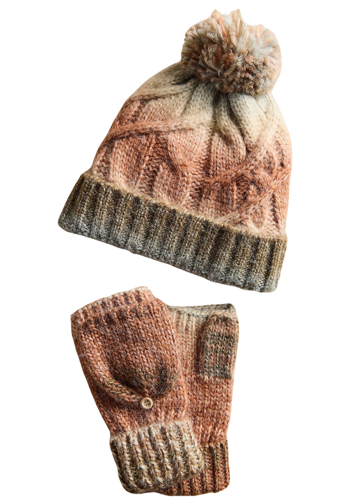 Free People Rainbow Run Hat + Glove Set - Blue Combo