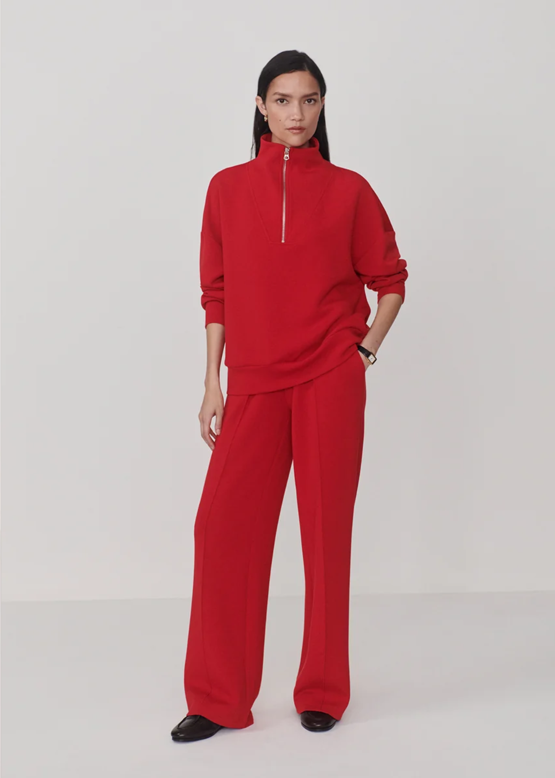 Varley Hawley Half Zip Sweat - Red Marl