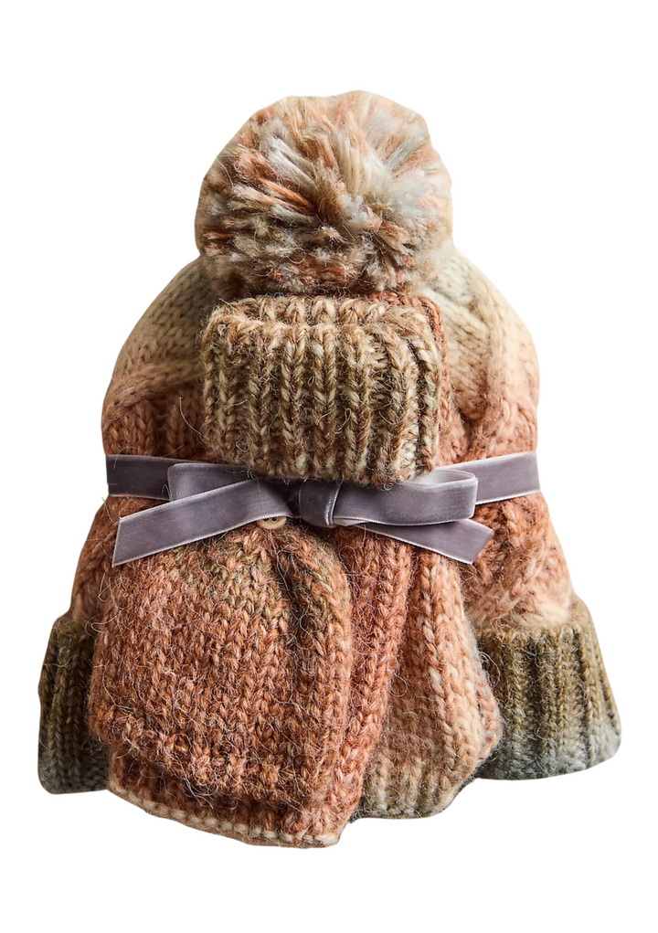 Free People Rainbow Run Hat + Glove Set - Blue Combo