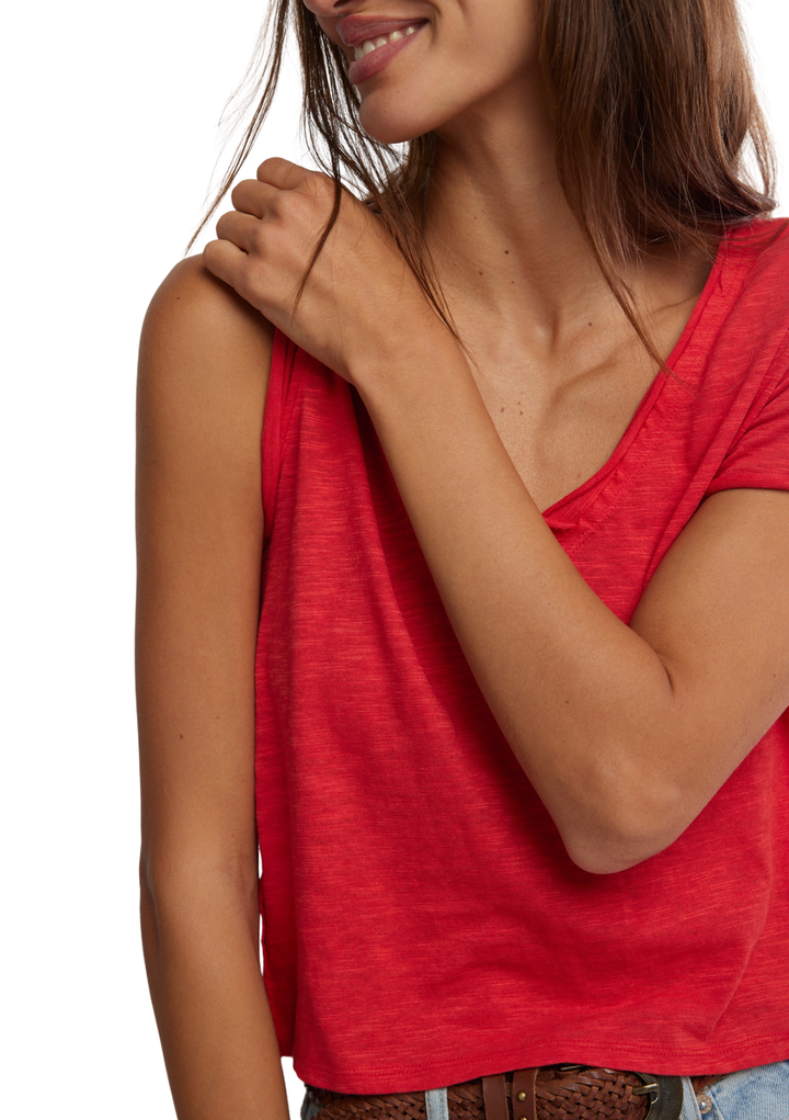 Free People Take 2 Tee - Racing Red Combo