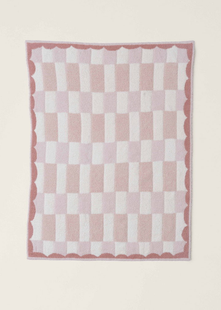 Barefoot Dreams CozyChic Scalloped Checked Stroller Blanket