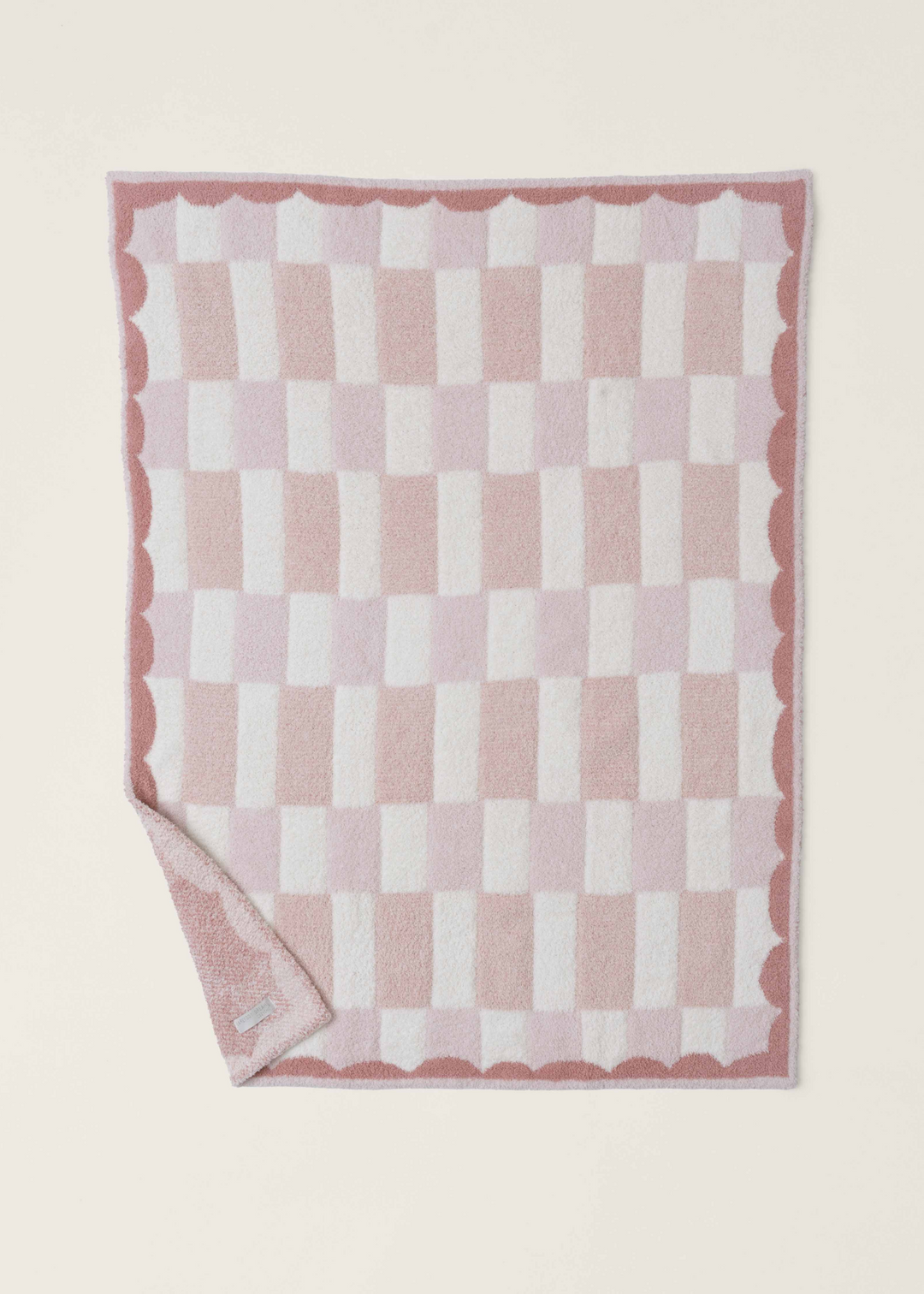 Barefoot Dreams CozyChic Scalloped Checked Stroller Blanket