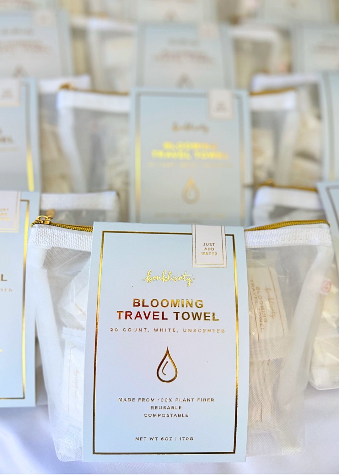 Blooming travel towel packages