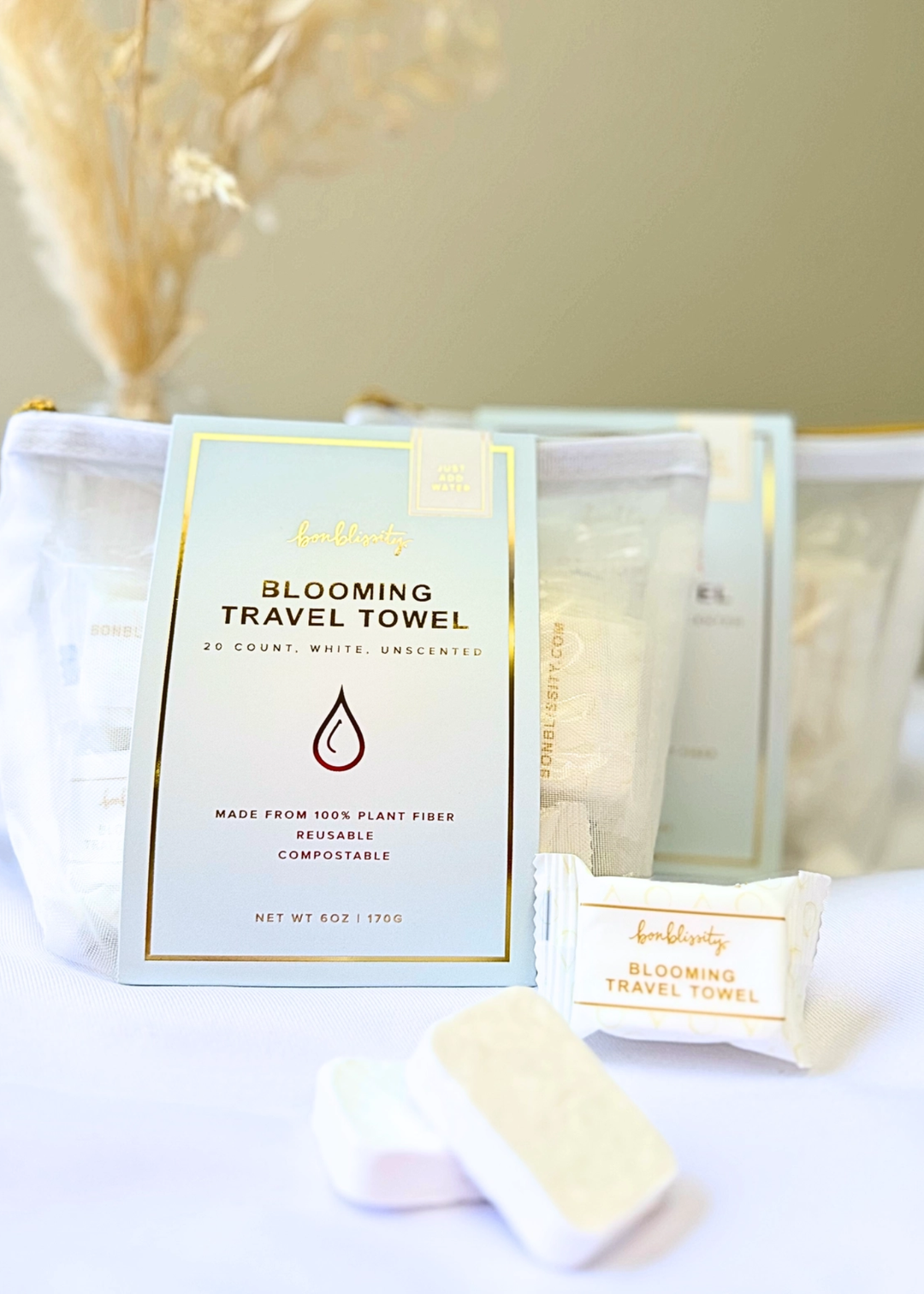Blooming travel towel packages