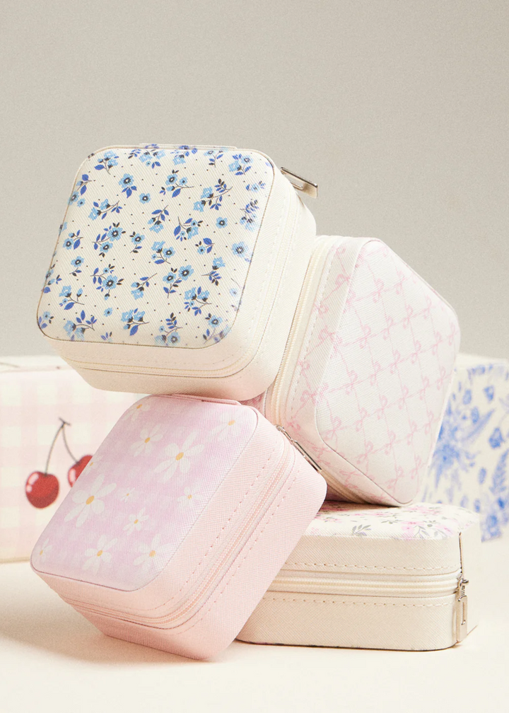 Bow Monogram Print Travel Jewelry Box - Ivory
