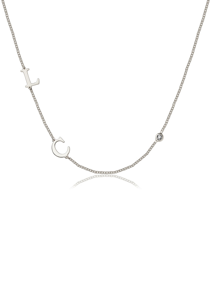 Custom Adore Initials Necklace - Silver