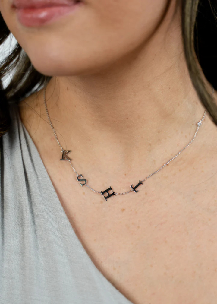 Custom Adore Initials Necklace - Silver
