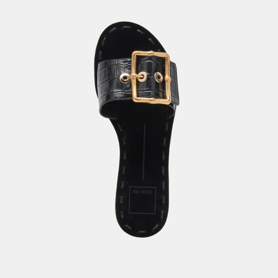 Dolce Vita Dasa Sandals in Noir Embossed Leather