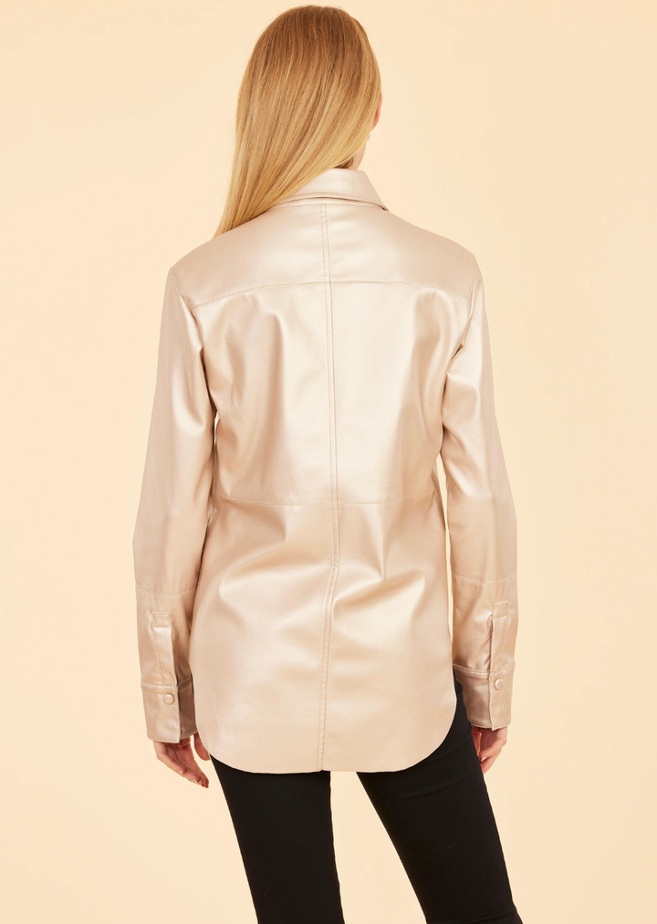 Francesca Faux Leather Button Down