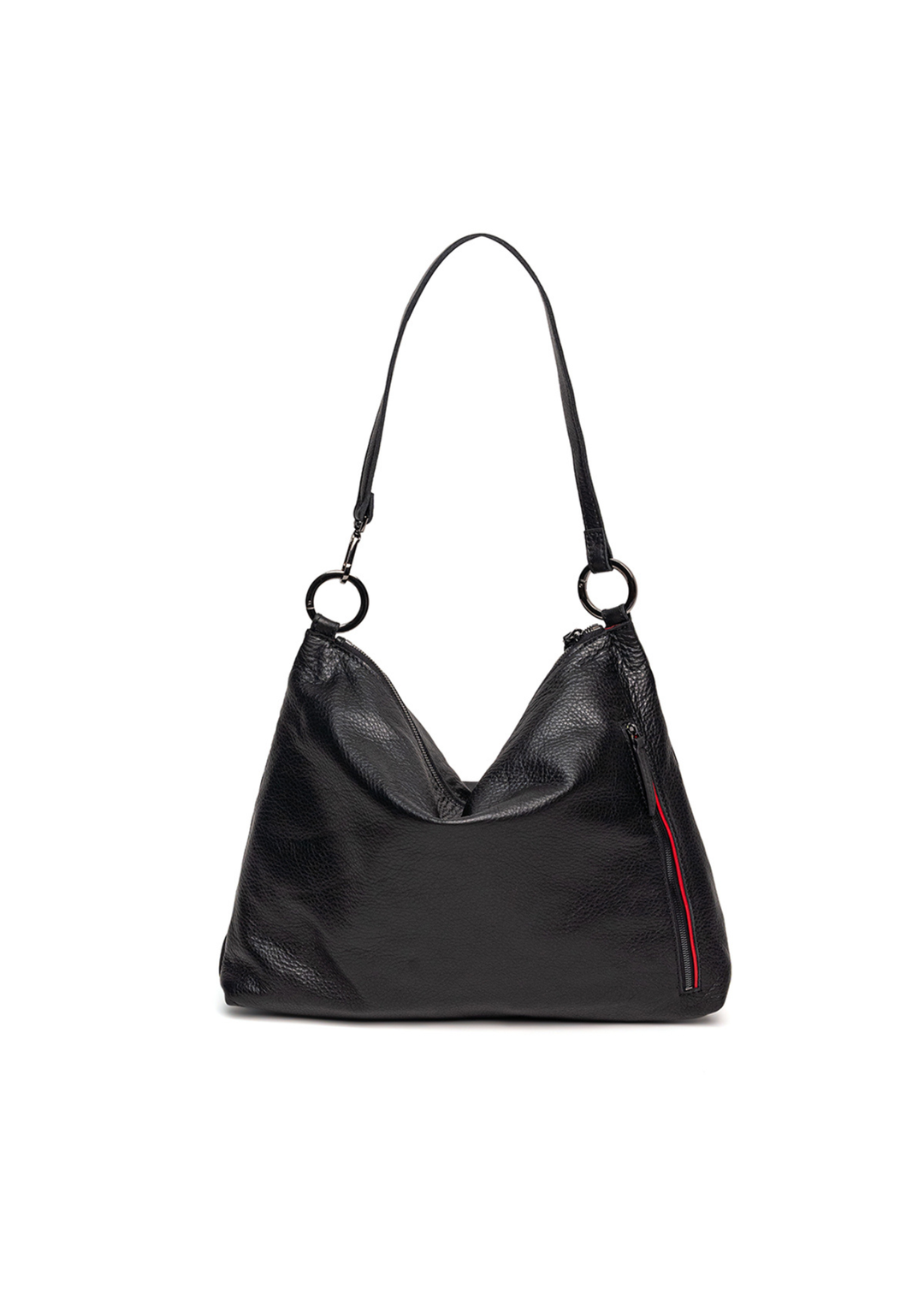 Large black handbag on a white background