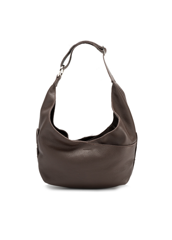 Dark brown leather purse on a white background