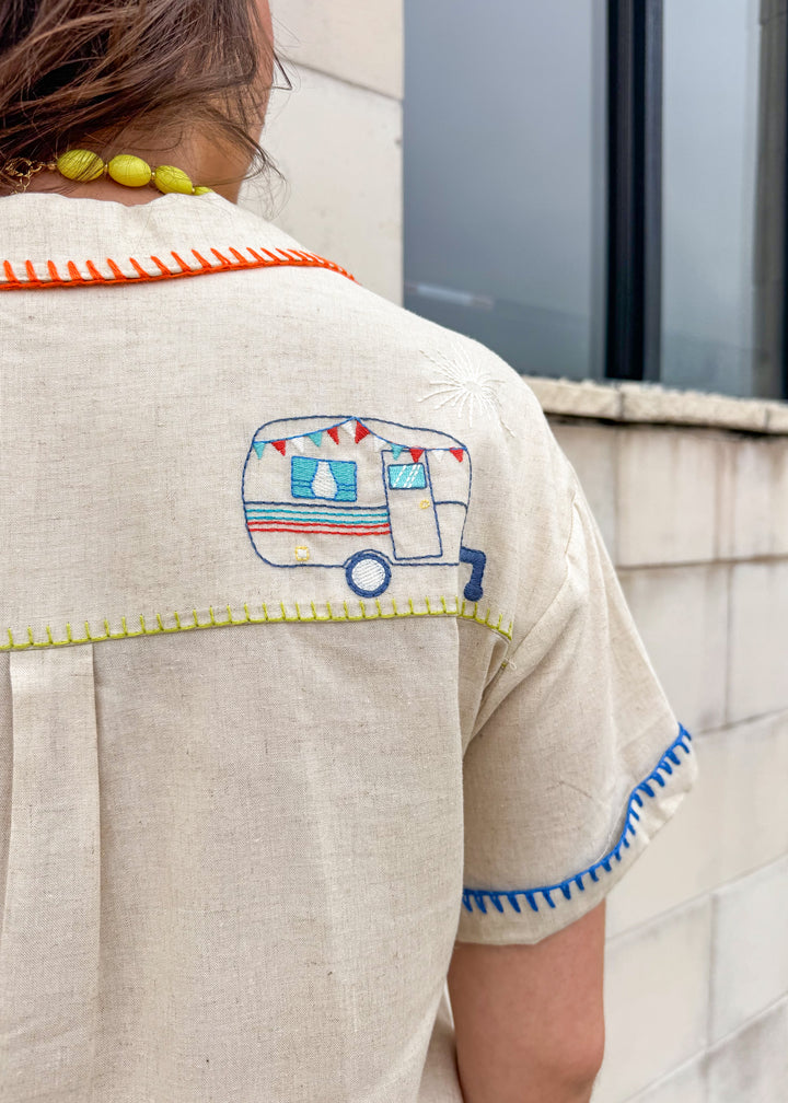 Coastline Embroidered Button Down