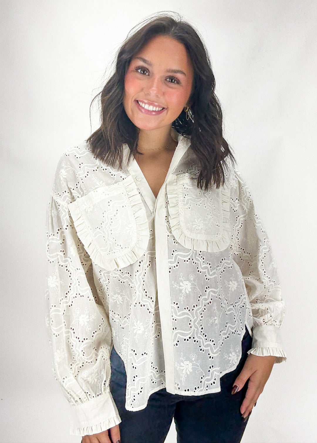 Jane Eyelet Button Down