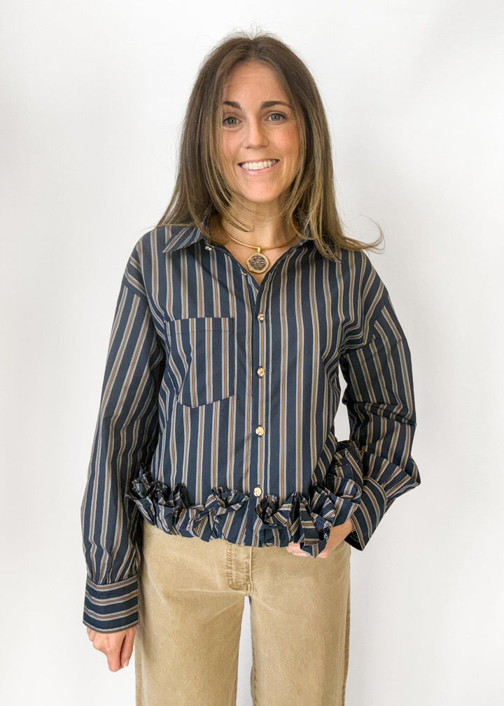 Elizabeth Striped Ruffle Blouse