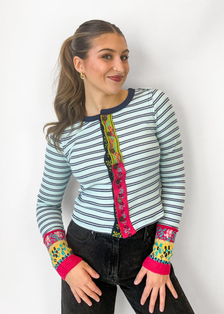 We The Free Noa Cardigan- Blue Combo