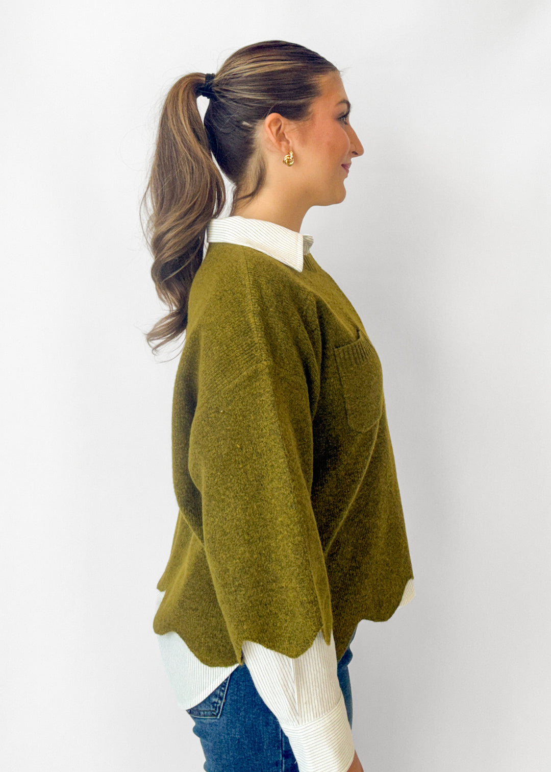 Maya Scalloped Knit Sweater