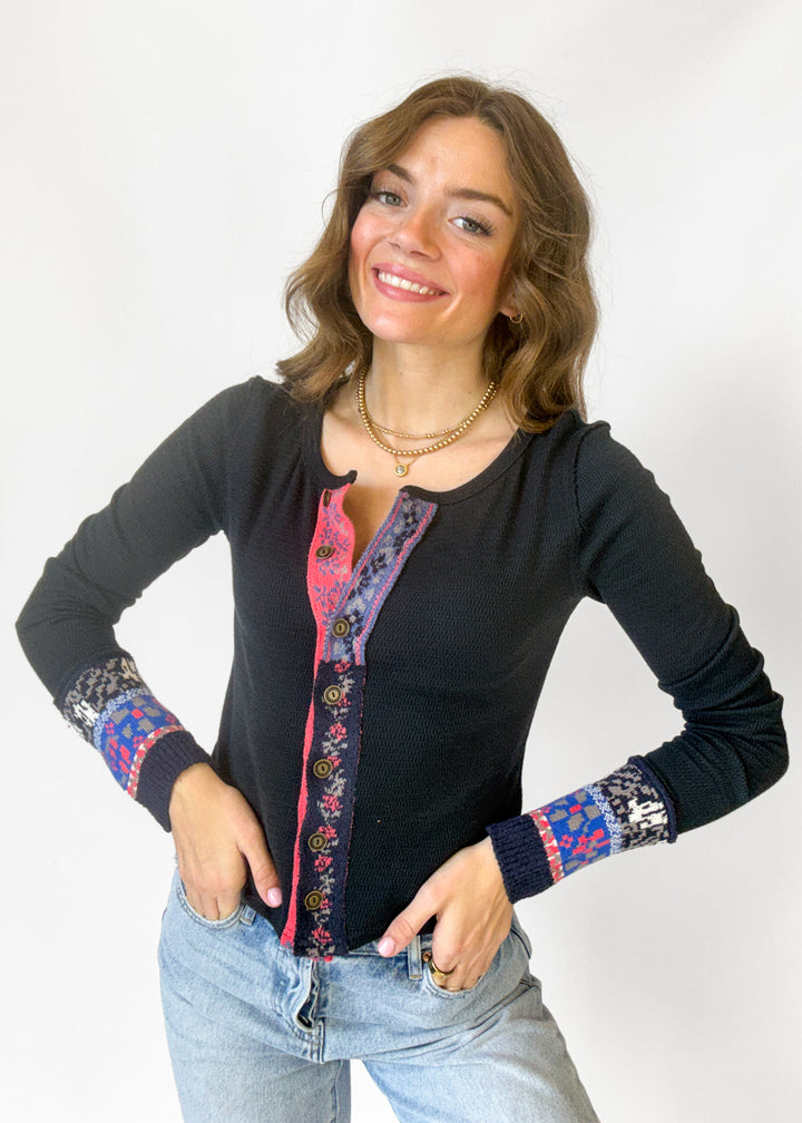 We The Free Noa Cardigan - Charcoal Combo
