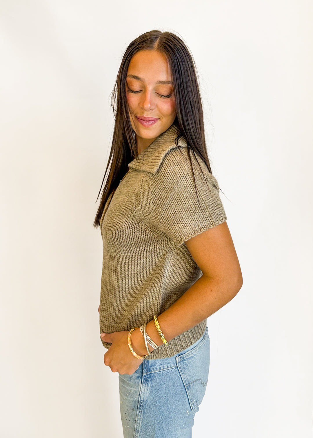 Stacey Short-Sleeve Knit Cardigan