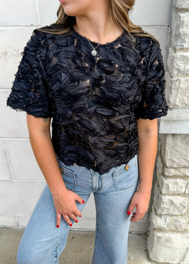 Taylor Petal Texture Sheer Top