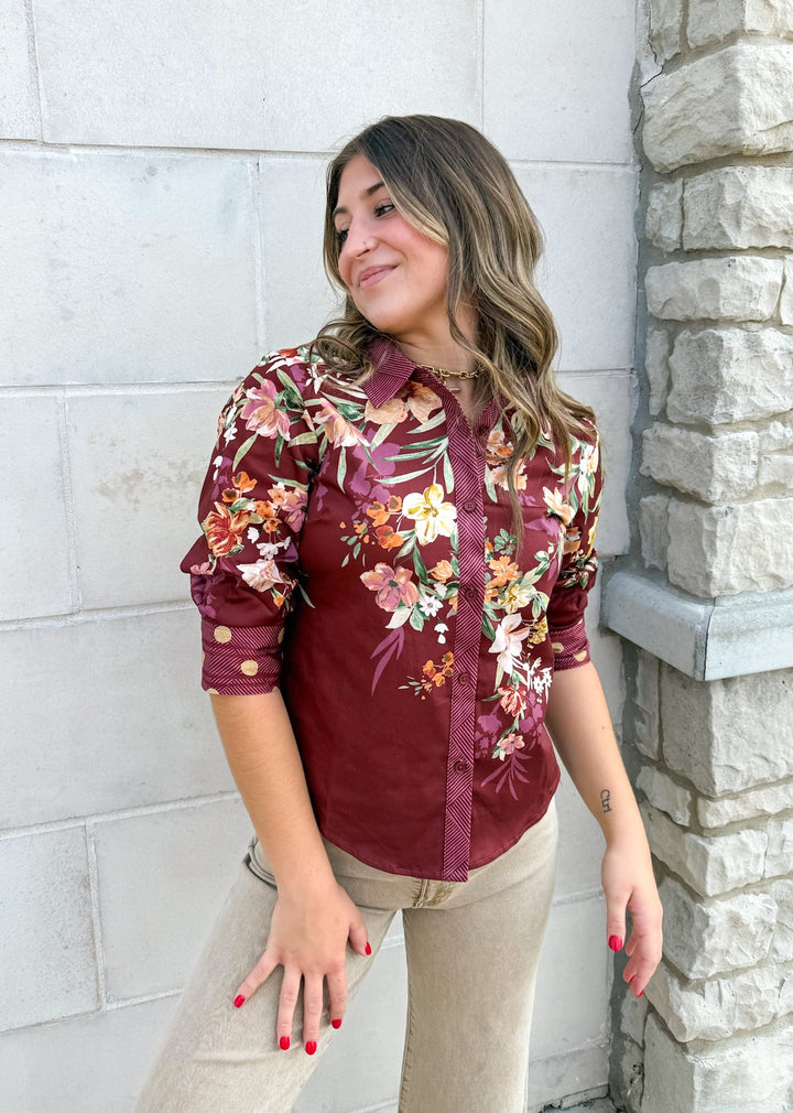 Beth Floral Button Down