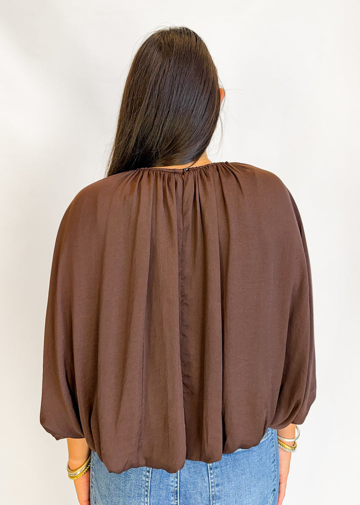 Olivia Silky Draped Cape Sleeve Blouse