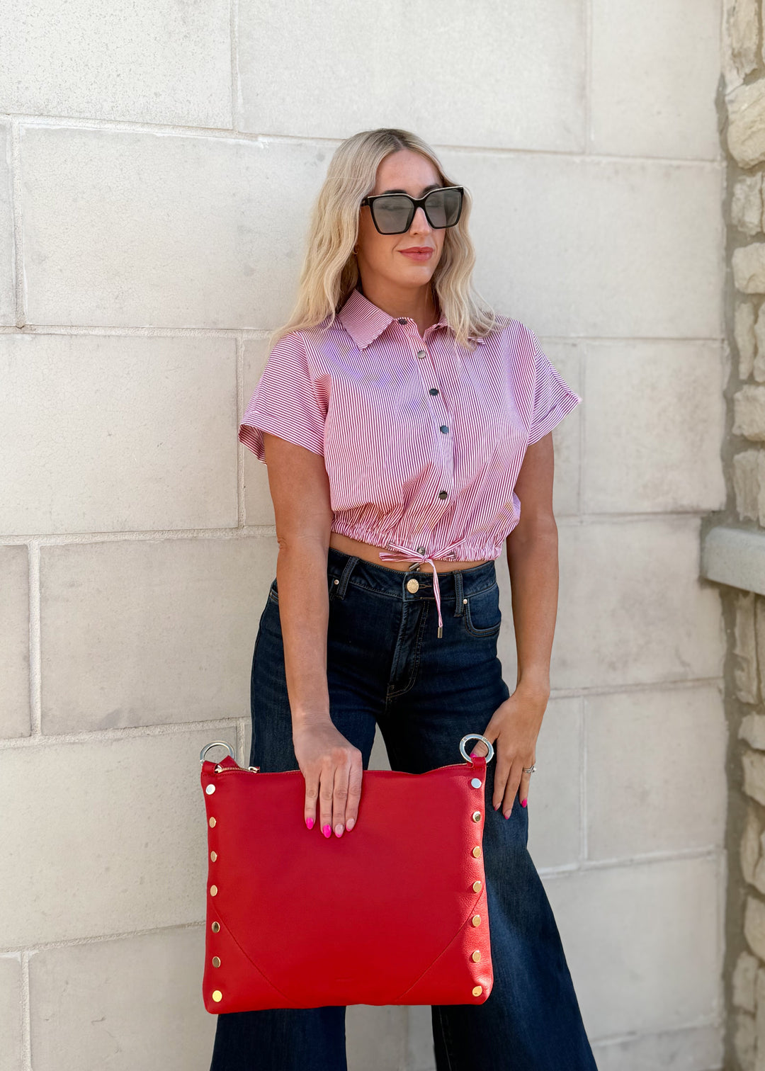 Elan Maren Striped Button Down