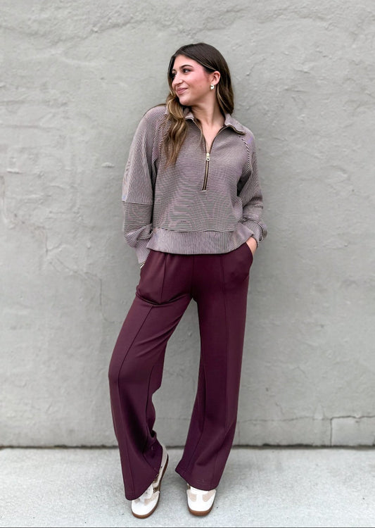 Varley  Wide Leg Pant 30" - Deep Mahogany