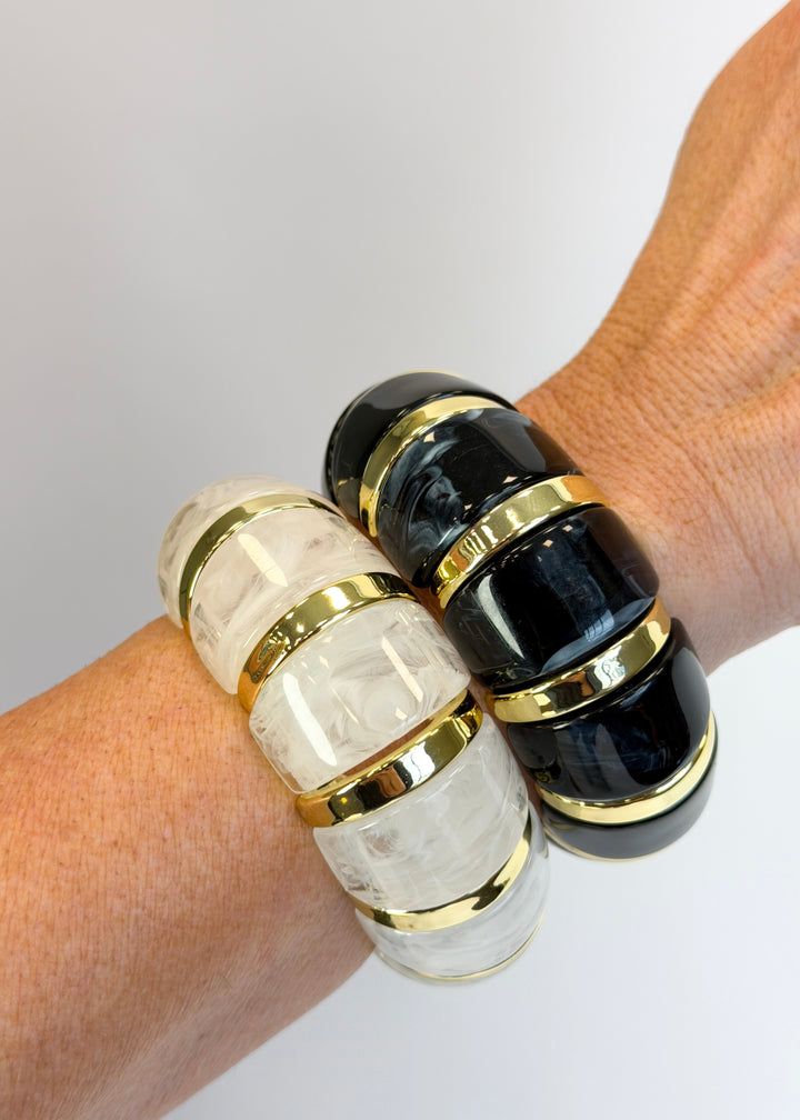 Emerson Marble Stretch Bracelet - Black