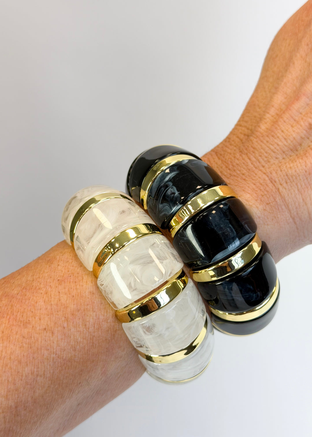 Emerson Marble Stretch Bracelet - White