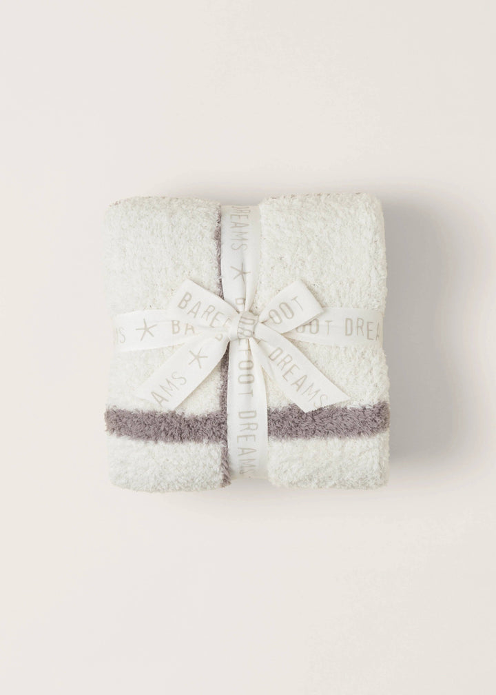 Barefoot Dreams CozyChic Grid Plaid Stroller Blanket-Cream/Beach Rock