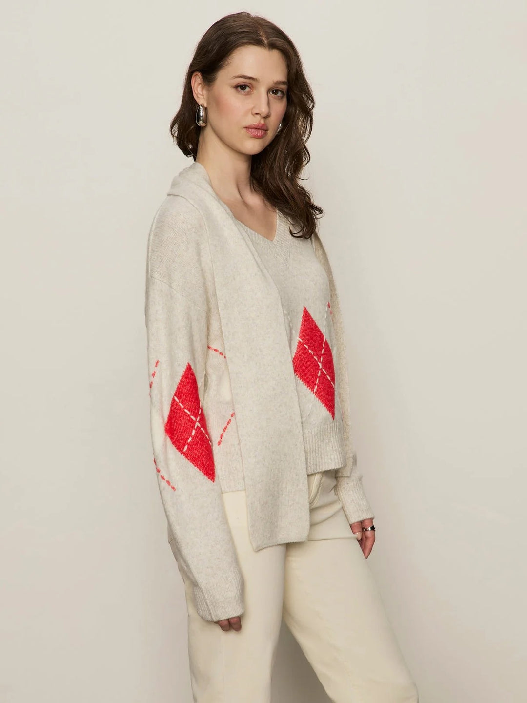 Sanctuary Clothing Argyle Scarf Sweater