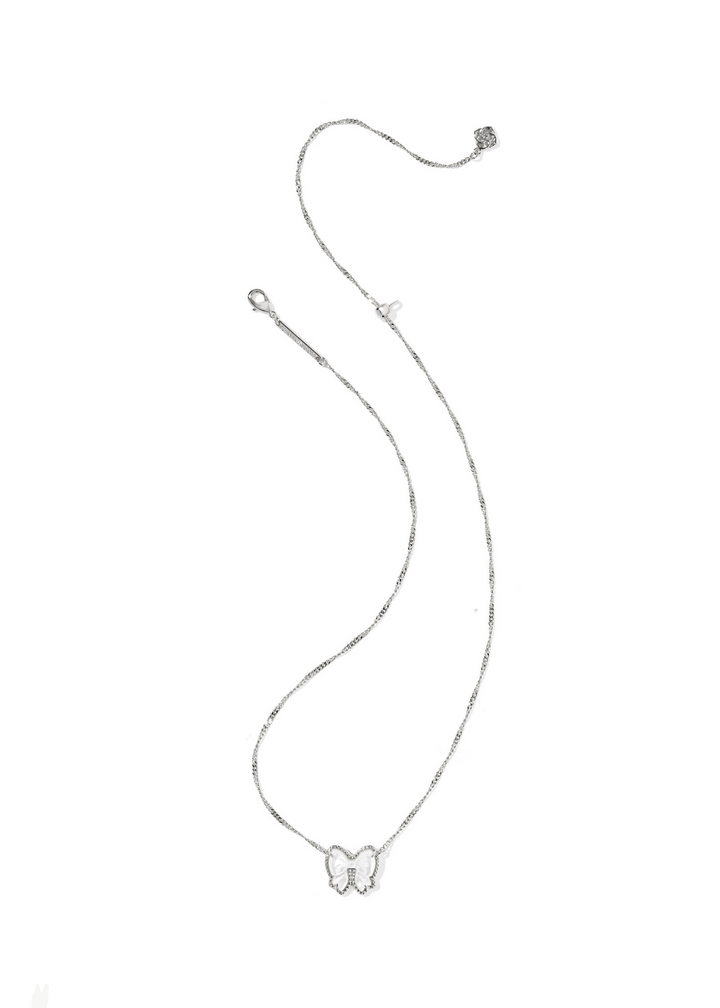 Kendra Scott Haley Bow Short Pendant Necklace - Rhodium/Ivory Mother of Pearl