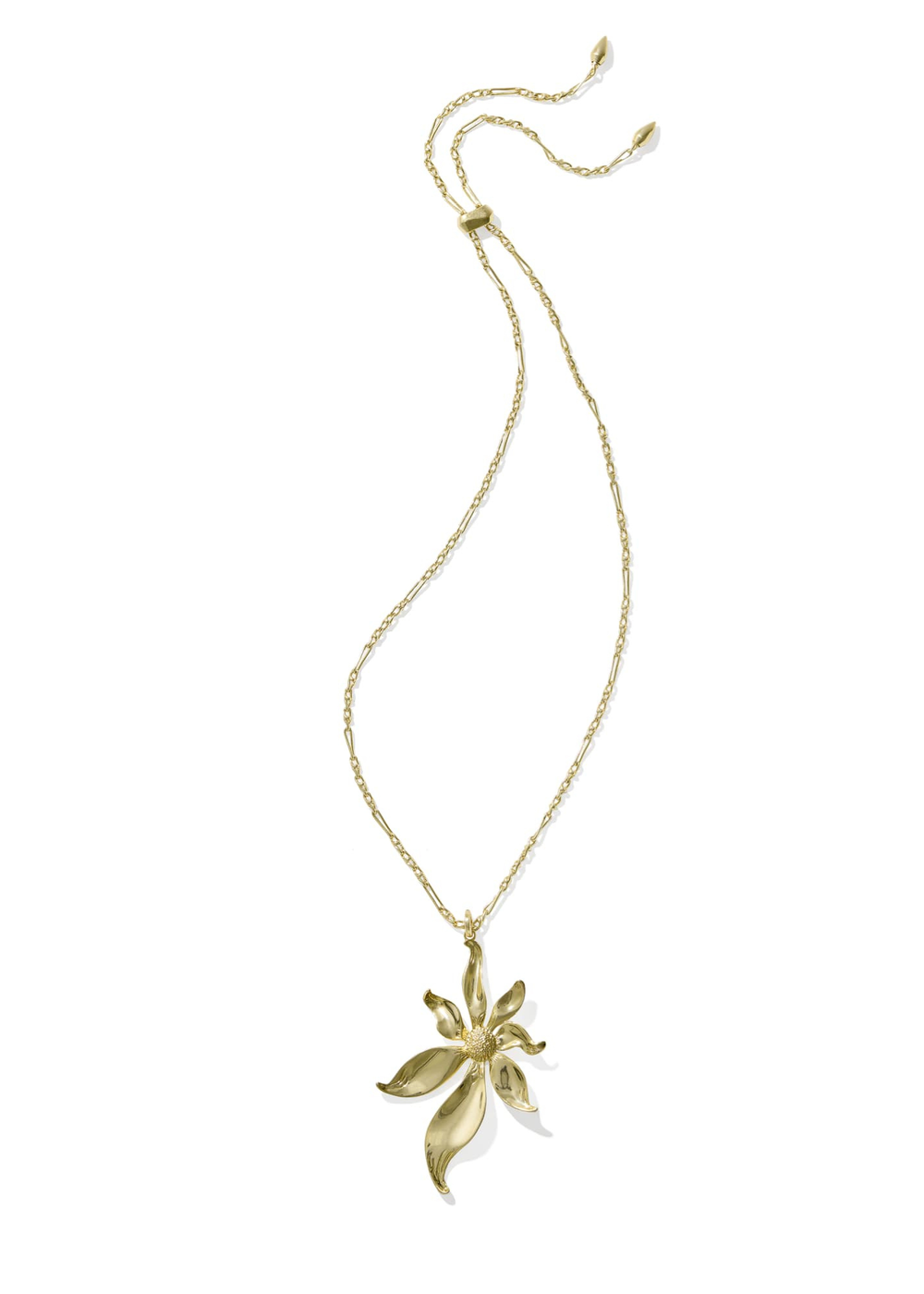 Gold necklace with a gold flower pendant