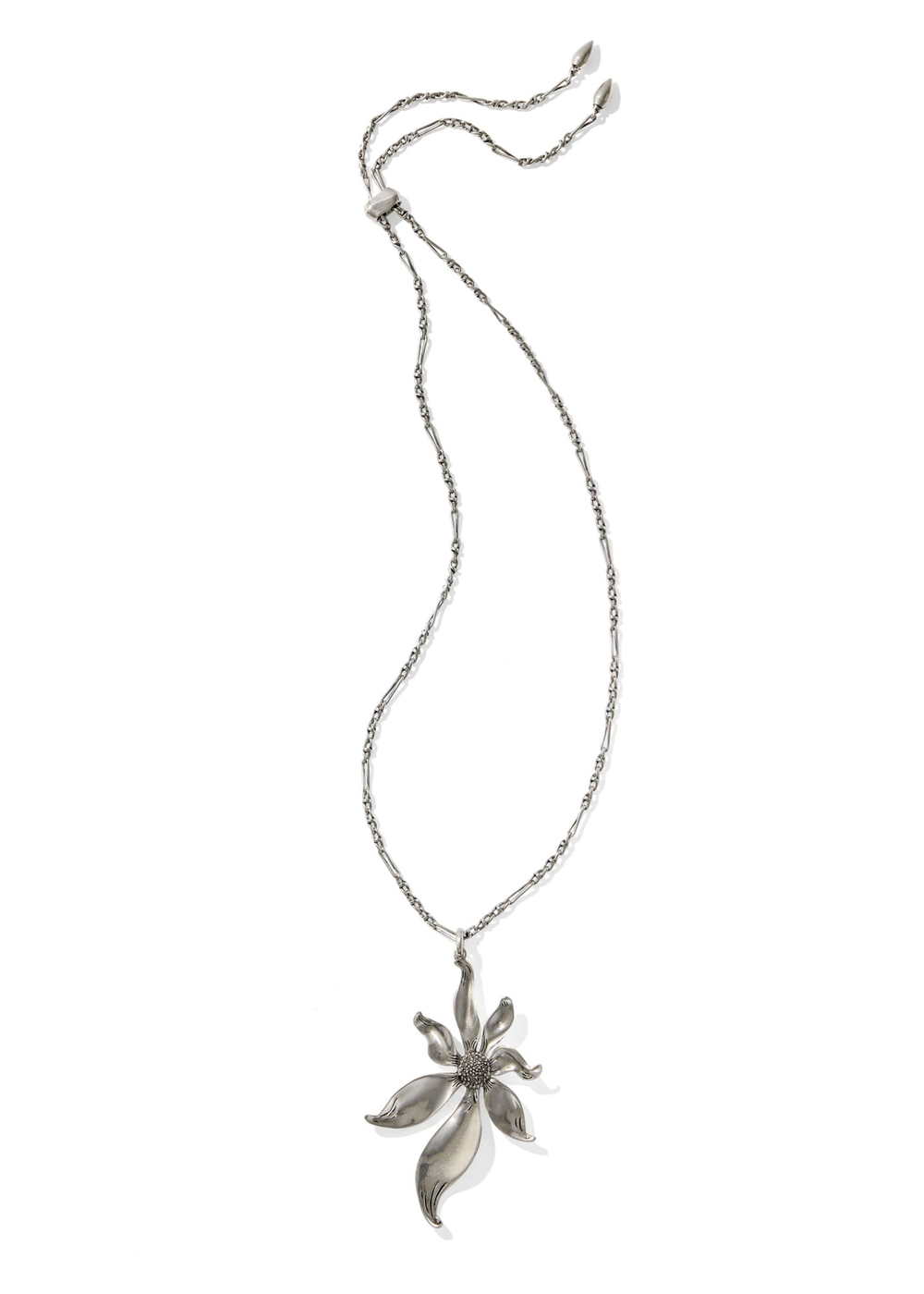 Vintage silver necklace with a flower pendant
