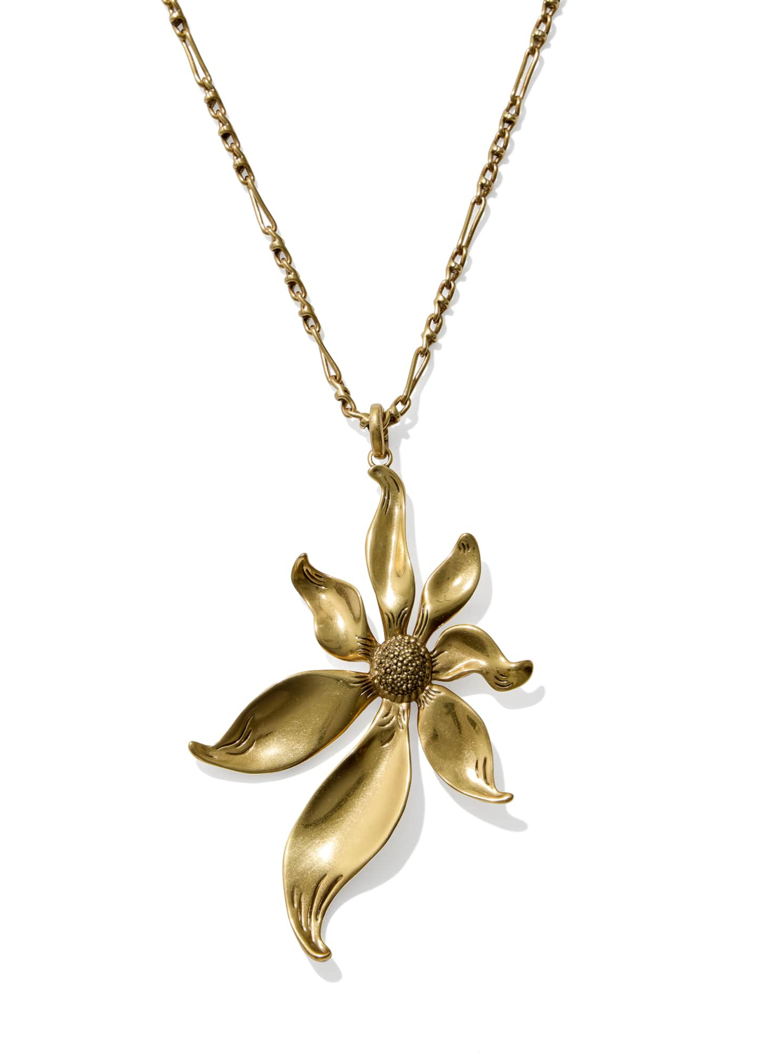 Vintage gold necklace with a flower pendant
