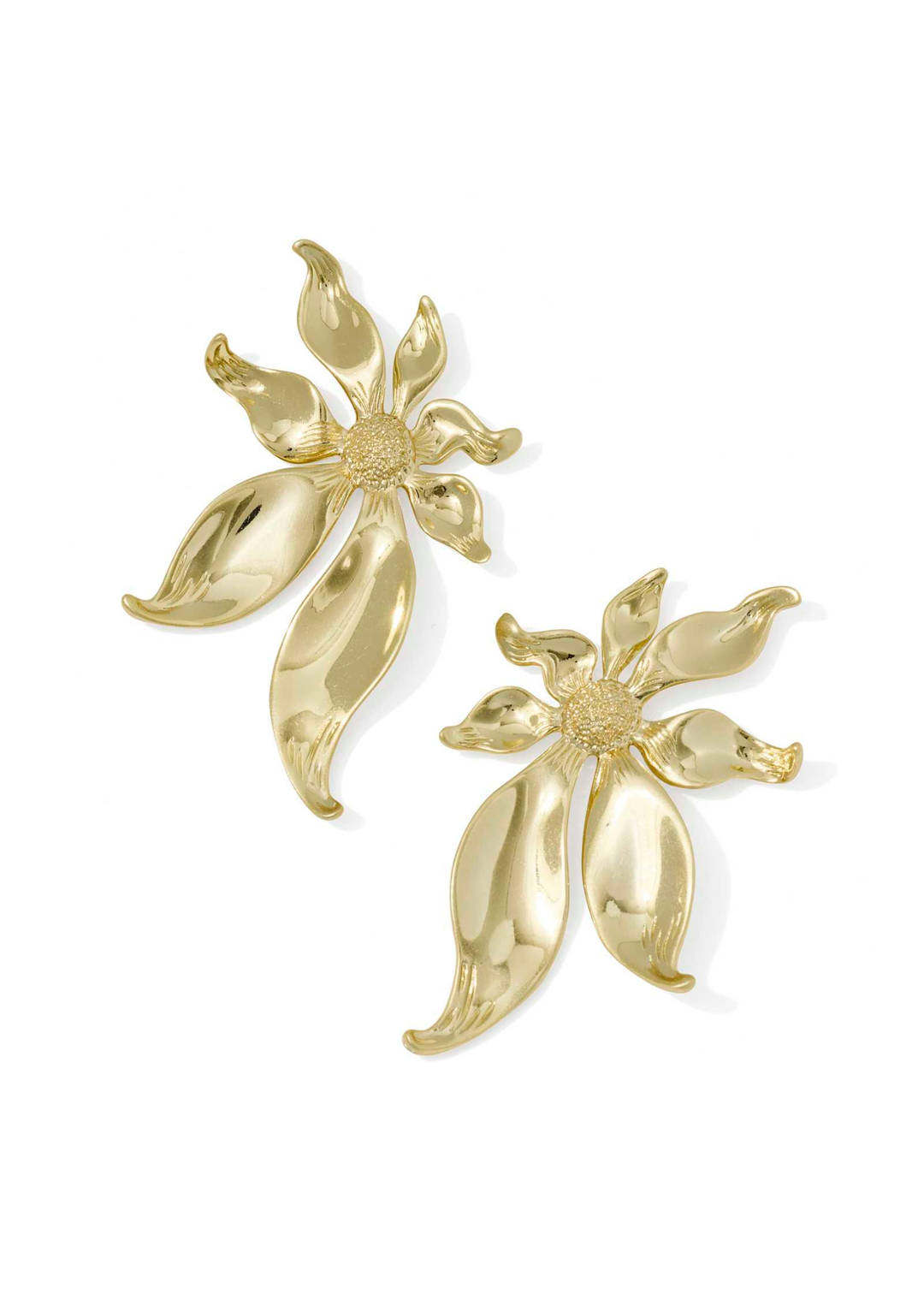 Large flower gold earrings