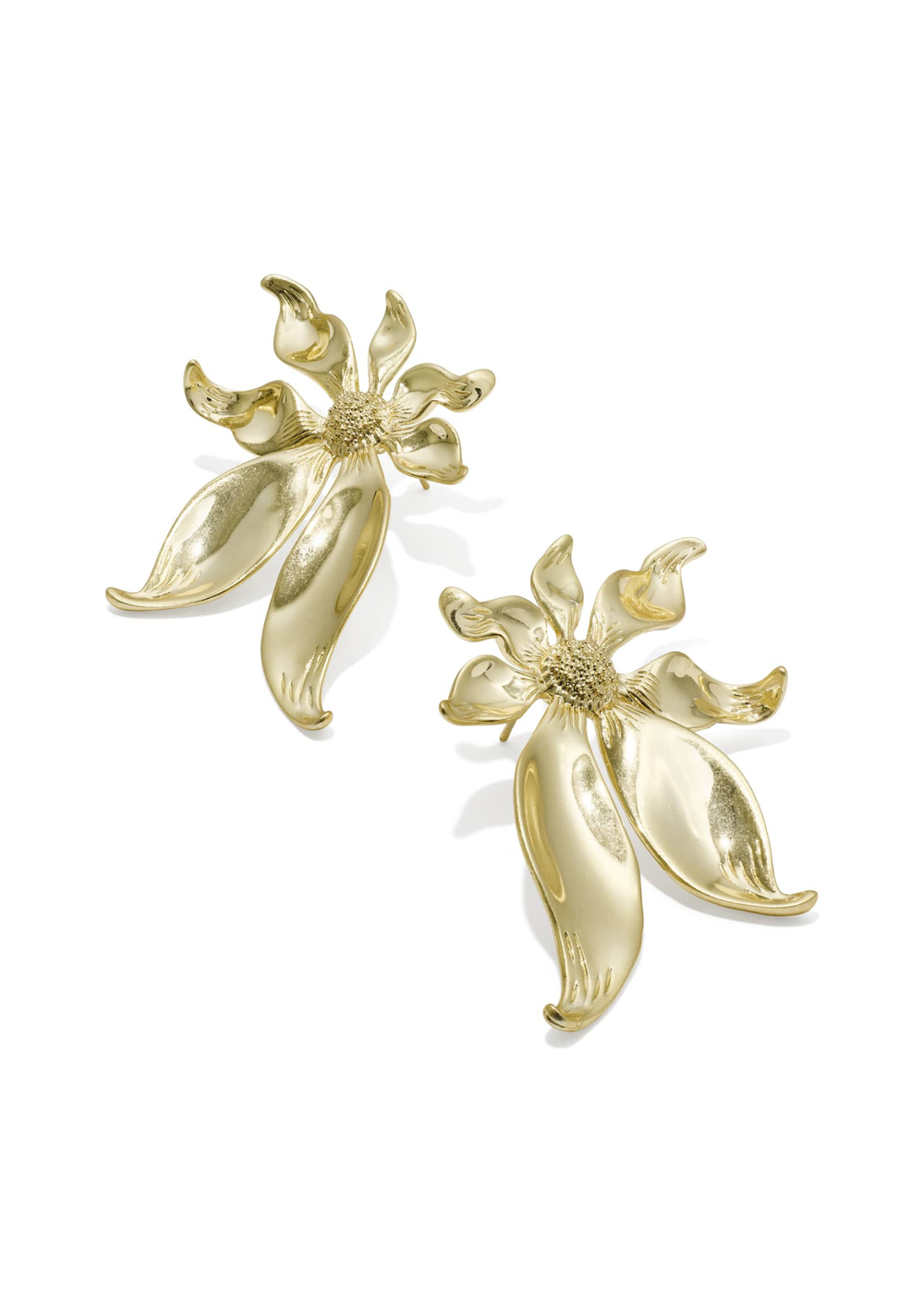 Large flower gold earrings