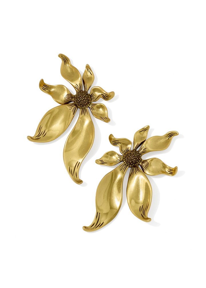 Large vintage gold flower earrings