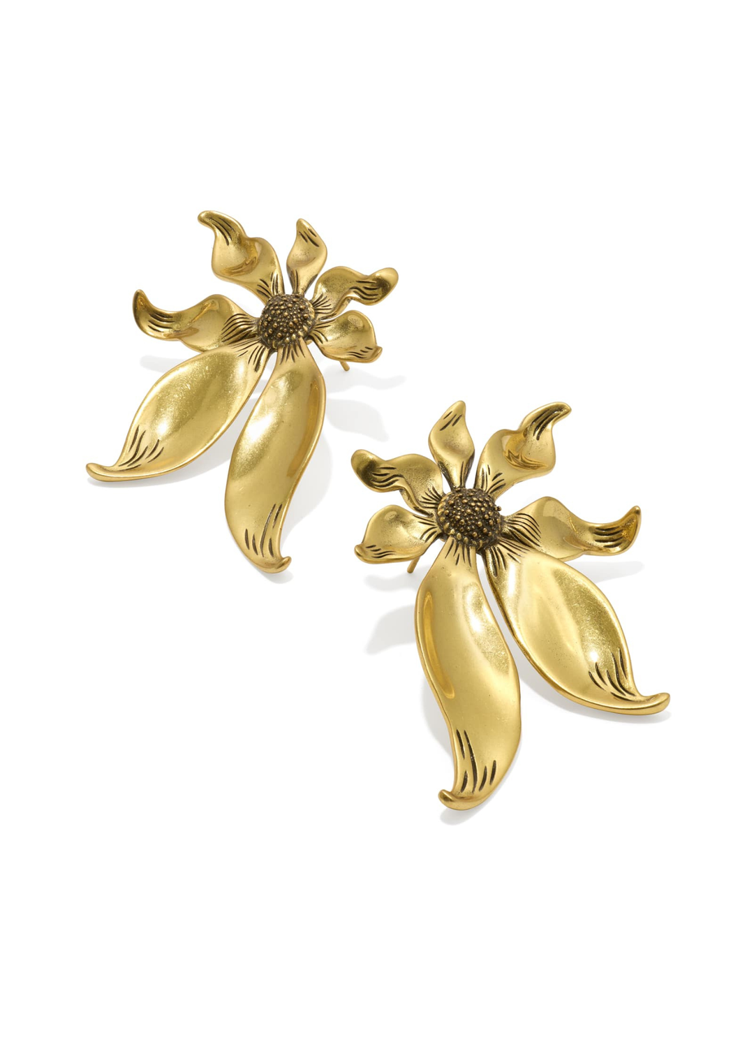 Large vintage gold flower earrings