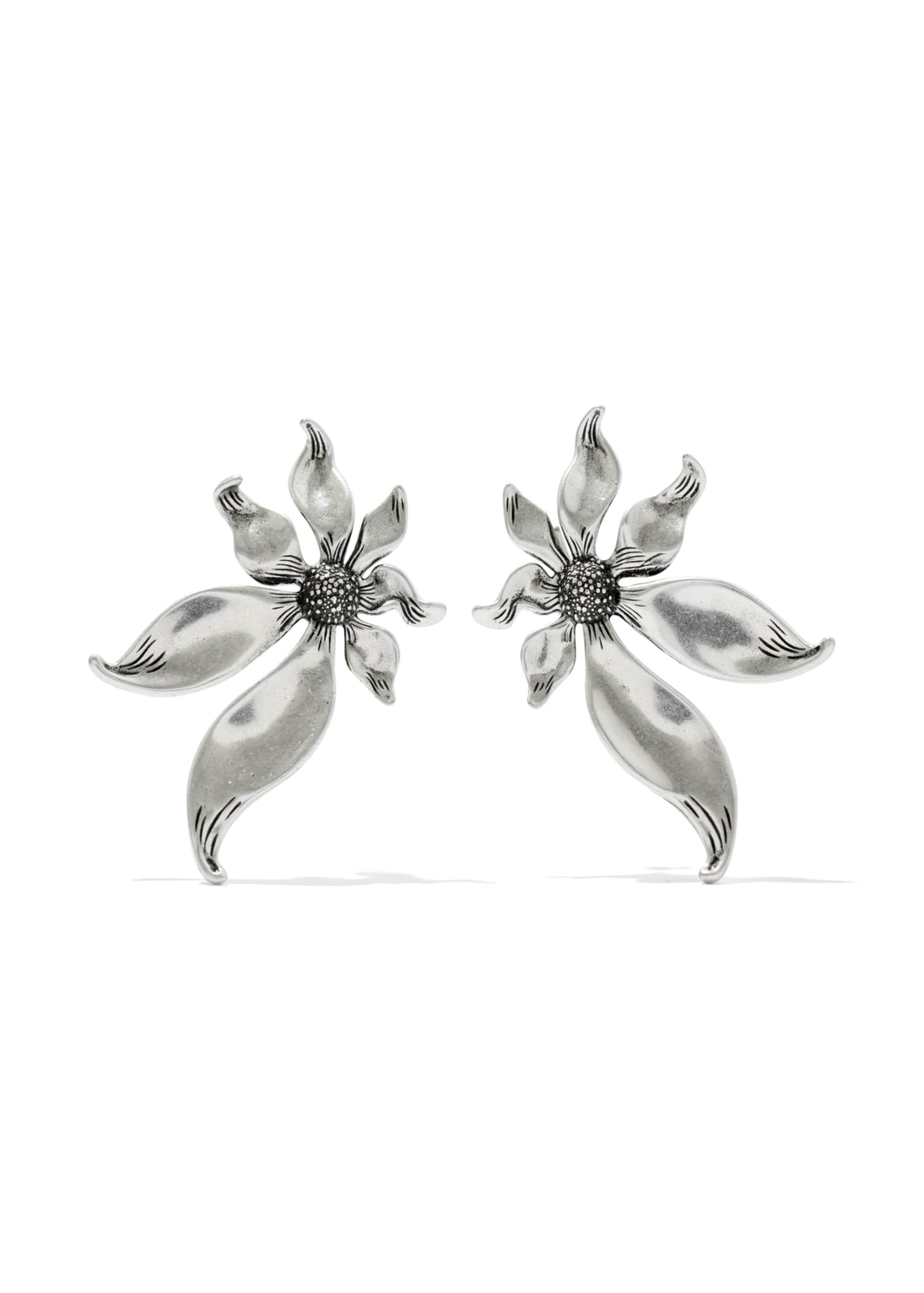 Vintage rhodium flower stud earrings