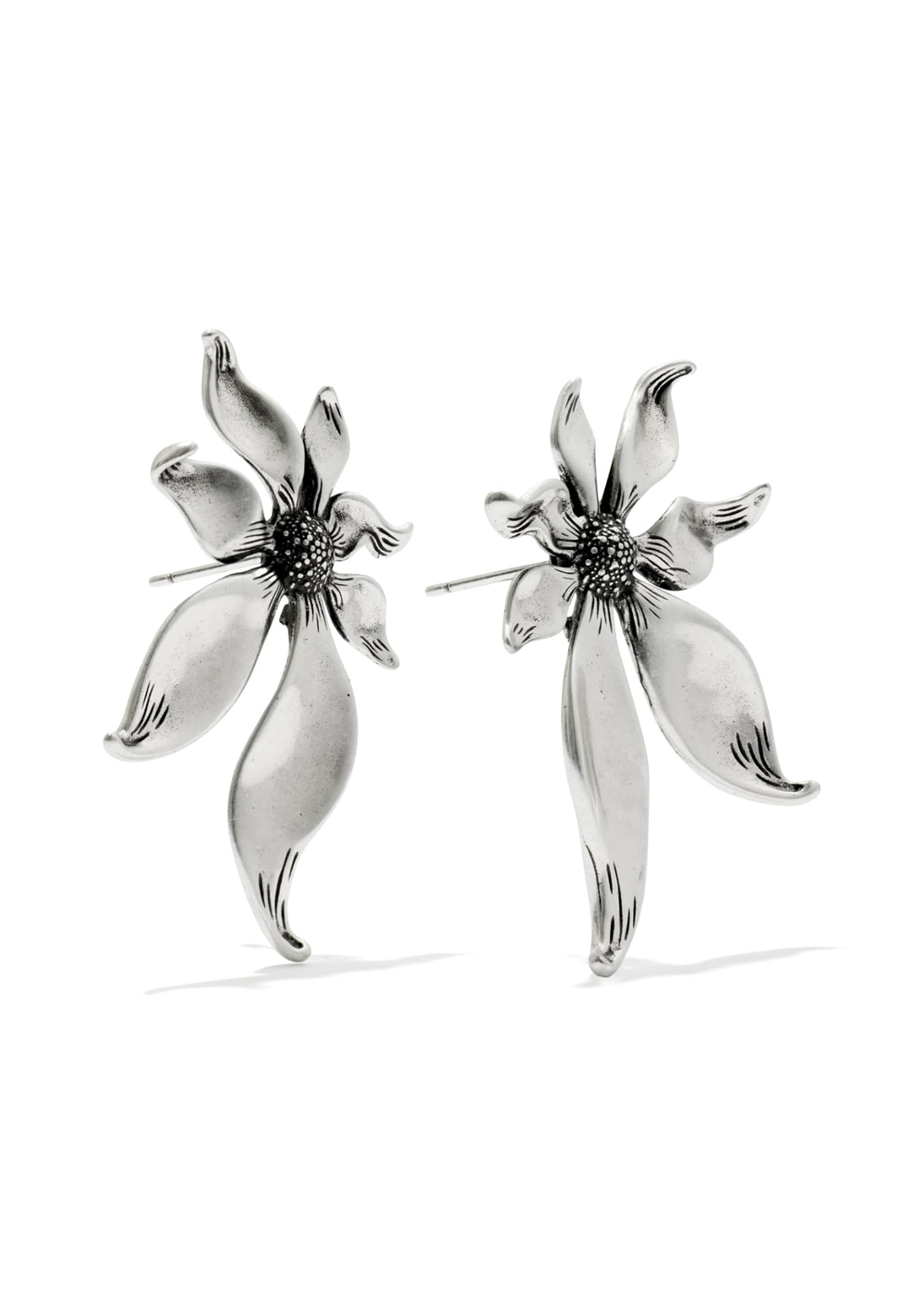 Vintage rhodium flower stud earrings