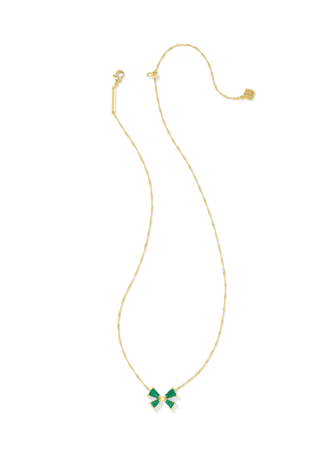 Kendra Scott Blair Bow Small Short Pendant Necklace - Gold/Emerald Drusy