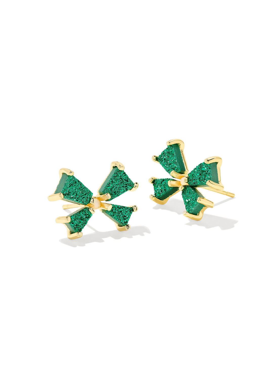 Kendra Scott Blair Bow Small Stud Earrings in Gold/Emerald Drusy