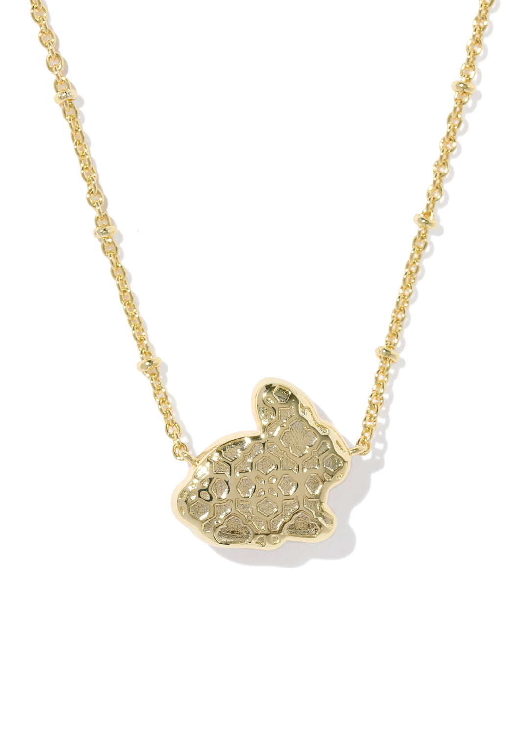 Gold bunny pendant necklace with a gold chain